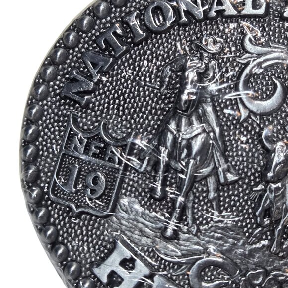 1989 NFR Belt Buckle NOS National Finals Rodeo Steer Wrestling Horse Cowboy - Picture 5 of 10